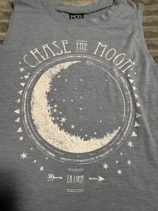 Modern Lux Blue Graphic 'Chase the Moon' Tank - Picture 2 of 4